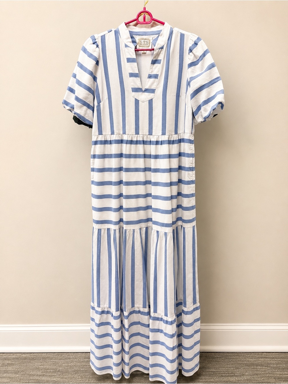 Sail to Sable Blue and White Striped Tiered Maxi Dress - Picture 2 of 3